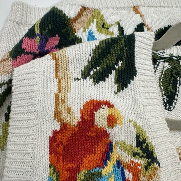 Design Options Sweater Vest Amazon Rainforest Exotic Birds Sloth Sz Large VTG - Picture 7 of 9